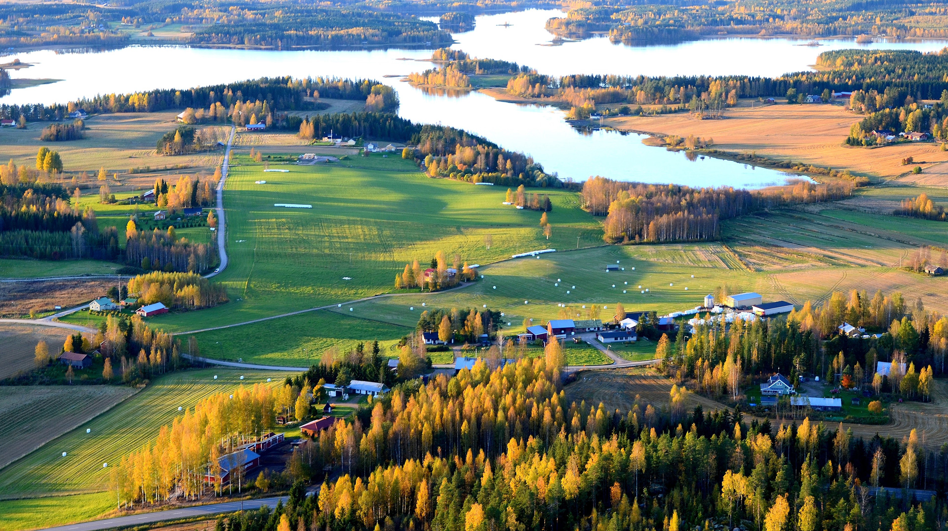 Ilmakuva Koivistosta syksyn ruskassa