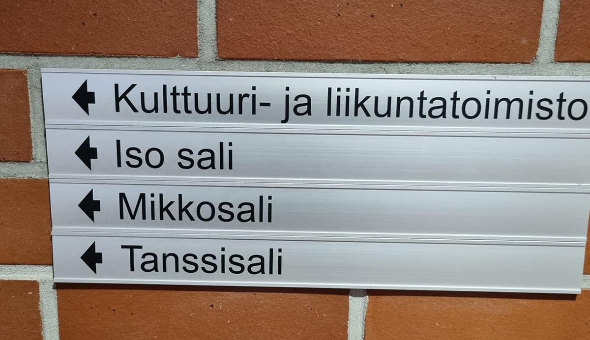 Kyltti Äänekosken kulttuuri- ja liikuntatoimistolta.