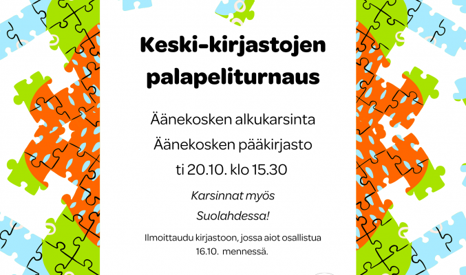 Preliminary round of Keski-kirjastojen palapeliturnaus at Äänekosken pääkirjasto