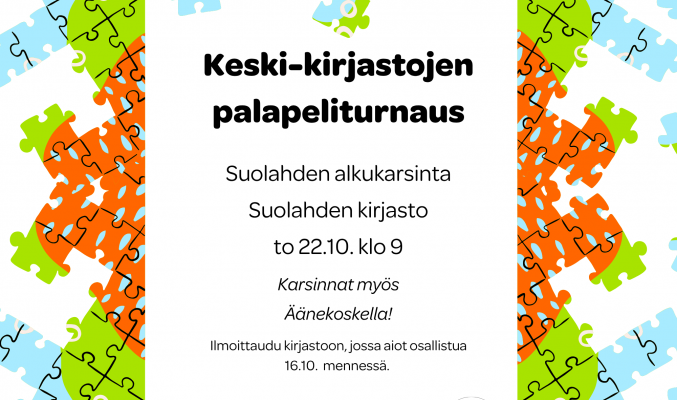 Preliminary round of the Keski-kirjastot jigsaw puzzle tournament at Suolahti Library