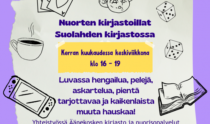Nuorten kirjastoilta Suolahden kirjastossa elokuussa