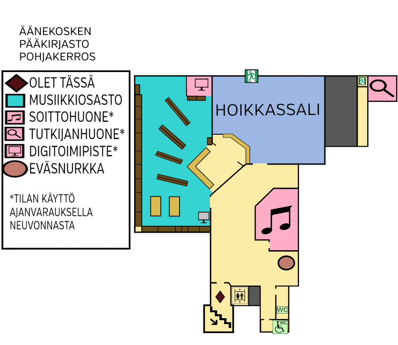 Pohjakerroksen pohjakuva väreissä