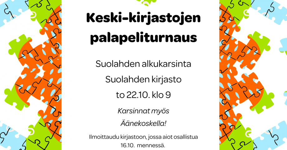 Keski-kirjastojen palapeliturnauksen alkukarsinta Suolahden kirjastossa