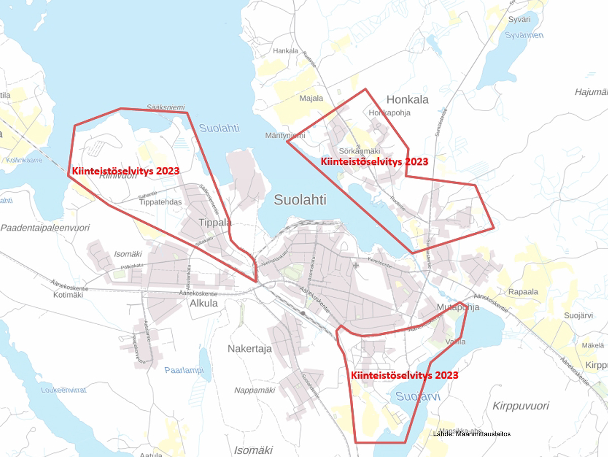 Suolahden tarkastusmittausalueet